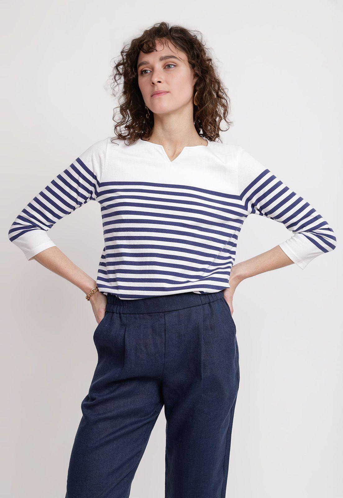 Polera Mujer Málaga Algodón Peruano Azul-0