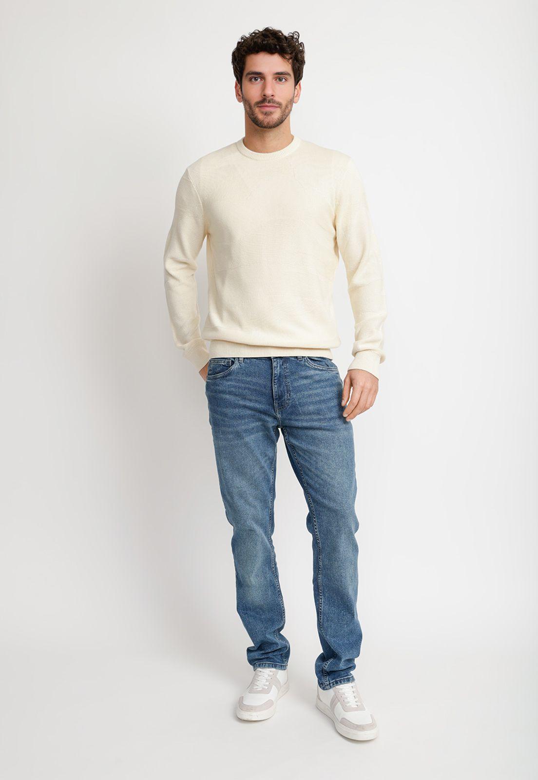 Sweater Hombre Cuello Redondo Crudo-3