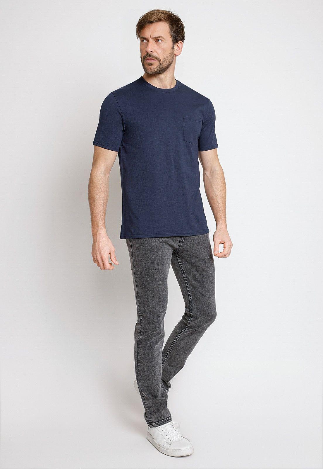 Polera Hombre Algodón Liso Slim Marcus Azul Marino-3