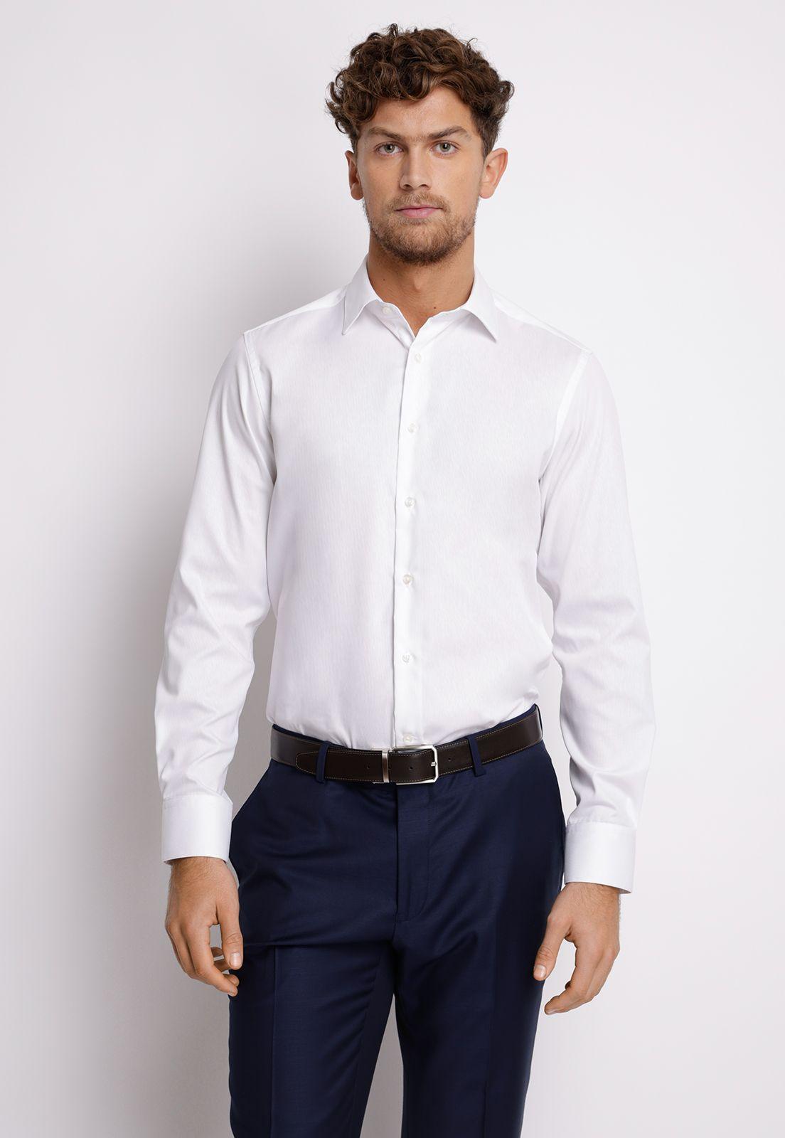 Camisa hombre Formal Slim Fit Vercelli Algodón Blanco-0