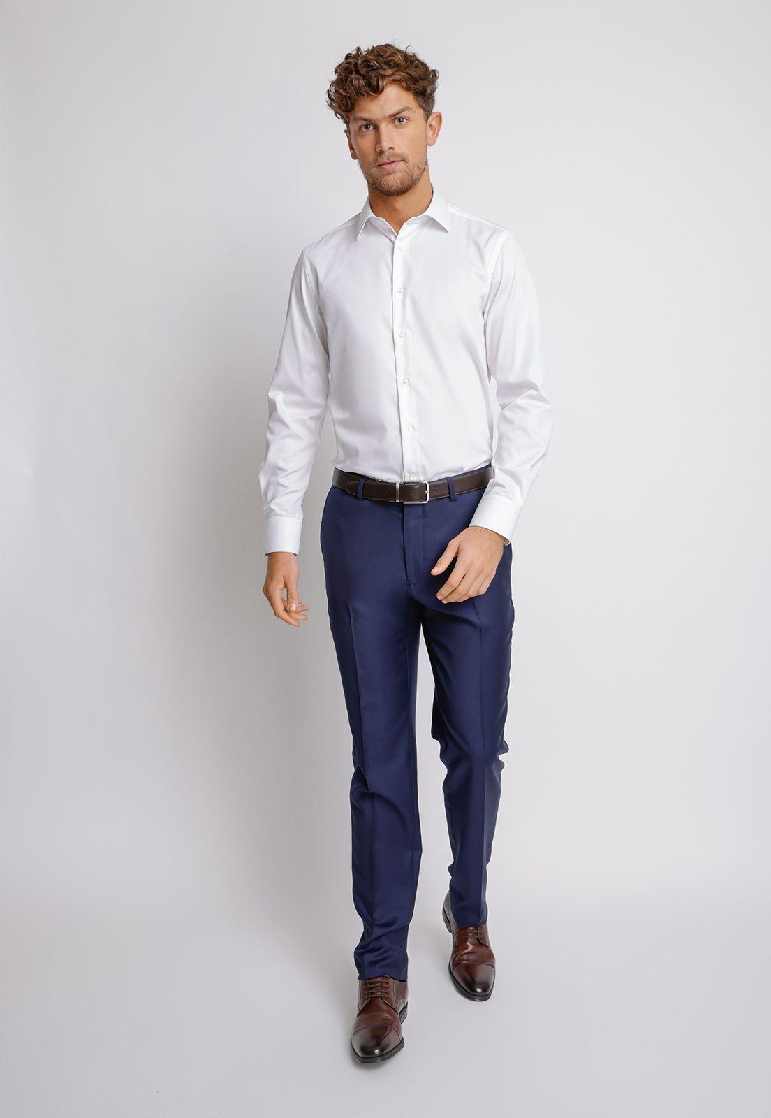 Camisa hombre Formal Slim Fit Vercelli Algodón Blanco-4