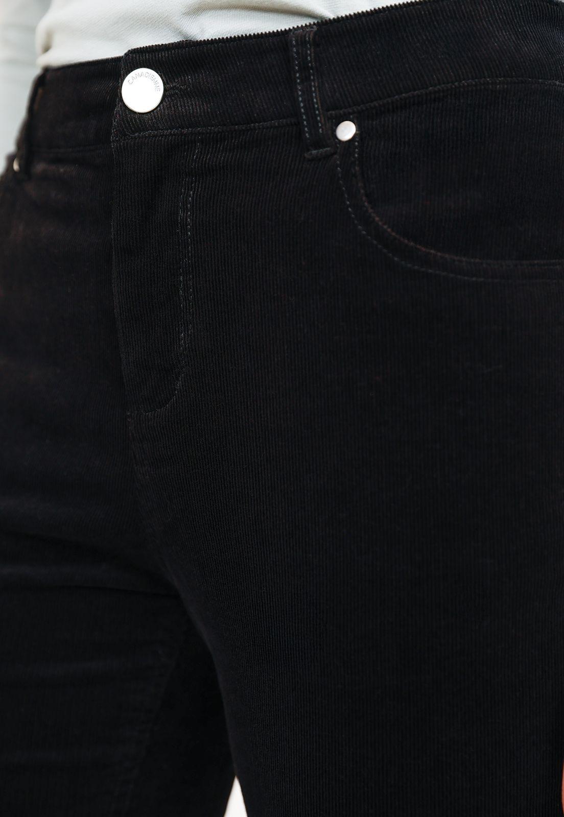 Pantalón Cotelé Mujer Algodón Negro-2