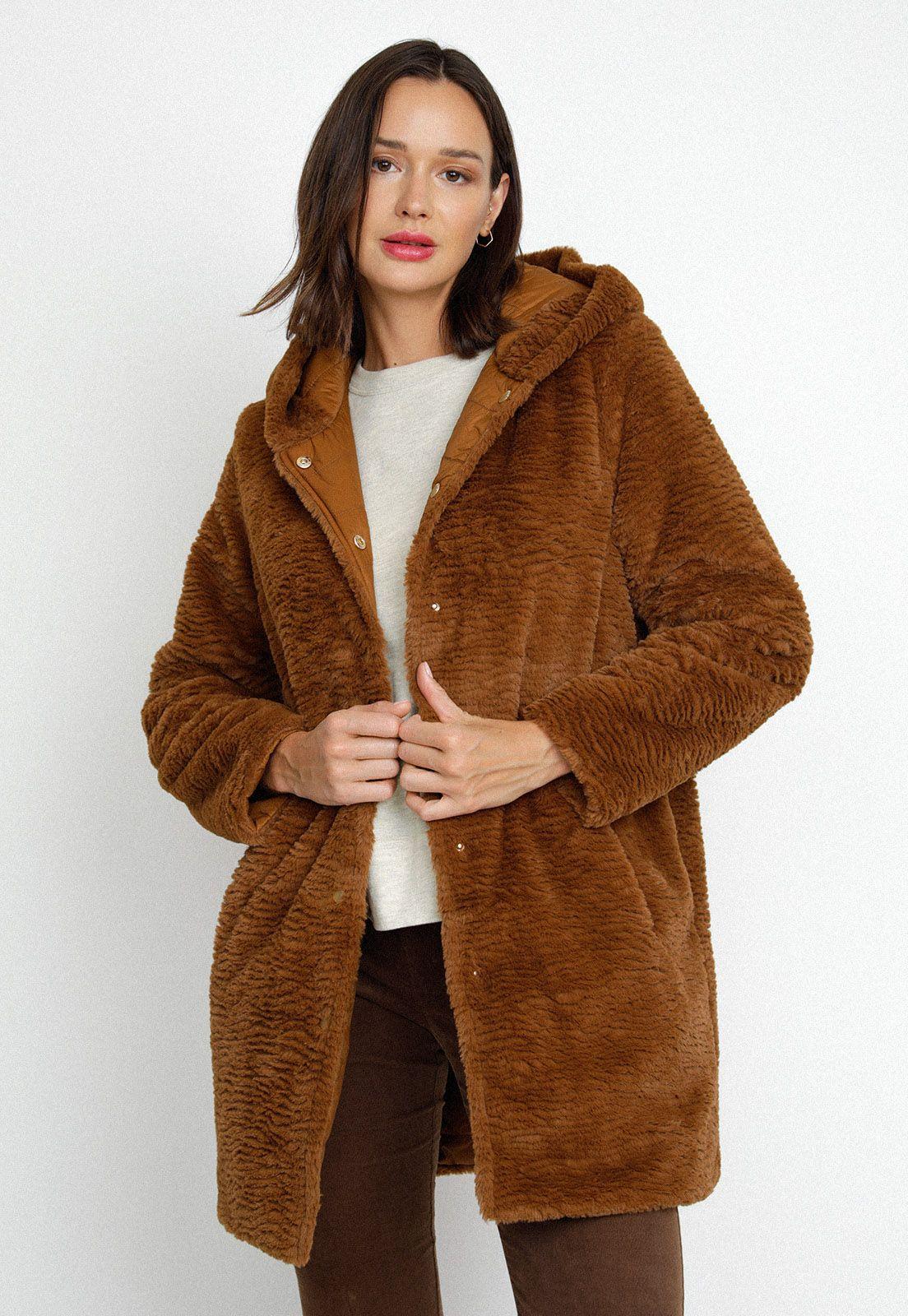 Parka Acolchada Reversible De Mujer Alizee Tabaco-1