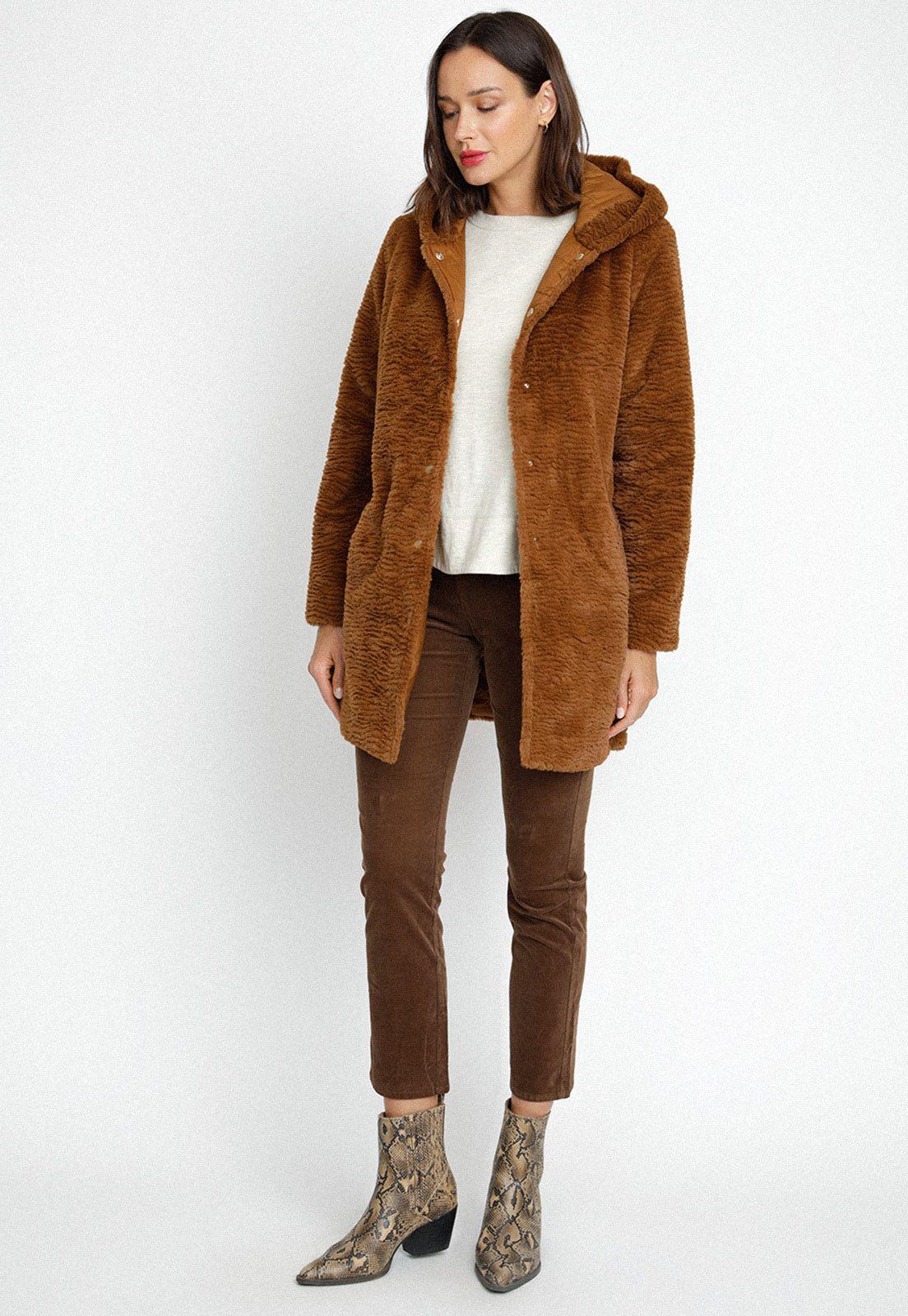 Parka Acolchada Reversible De Mujer Alizee Tabaco-7