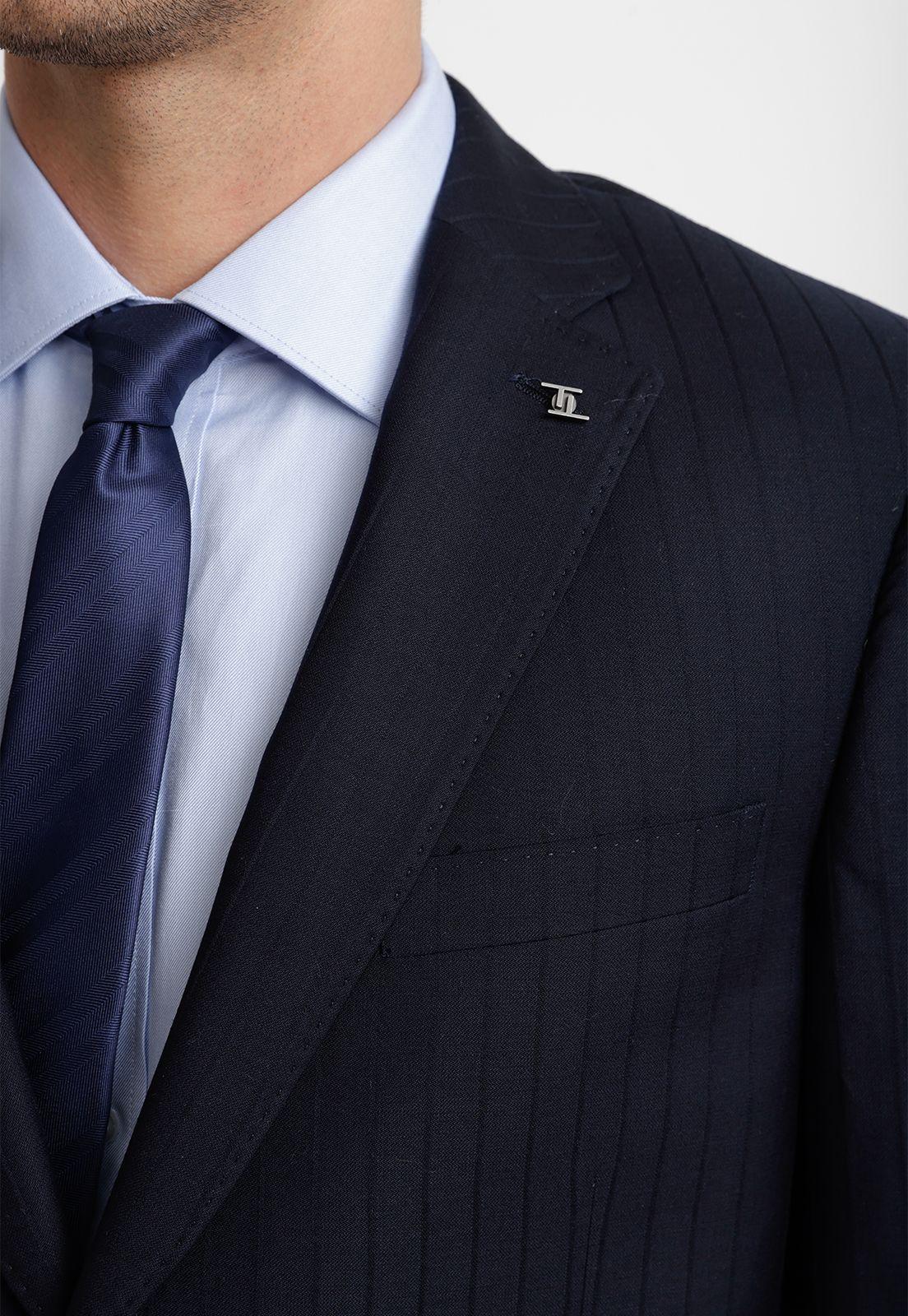 Traje Hombre Formal Lana S140'S Luxury Azul Marino-2