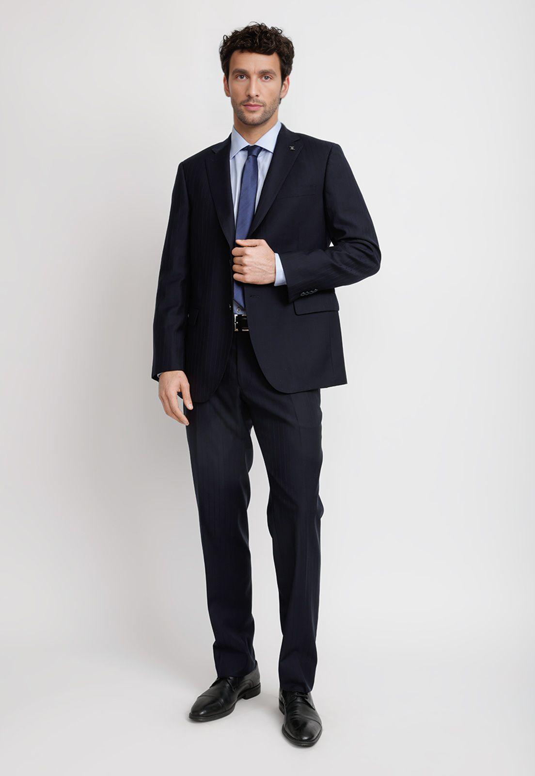 Traje Hombre Formal Lana S140'S Luxury Azul Marino-3