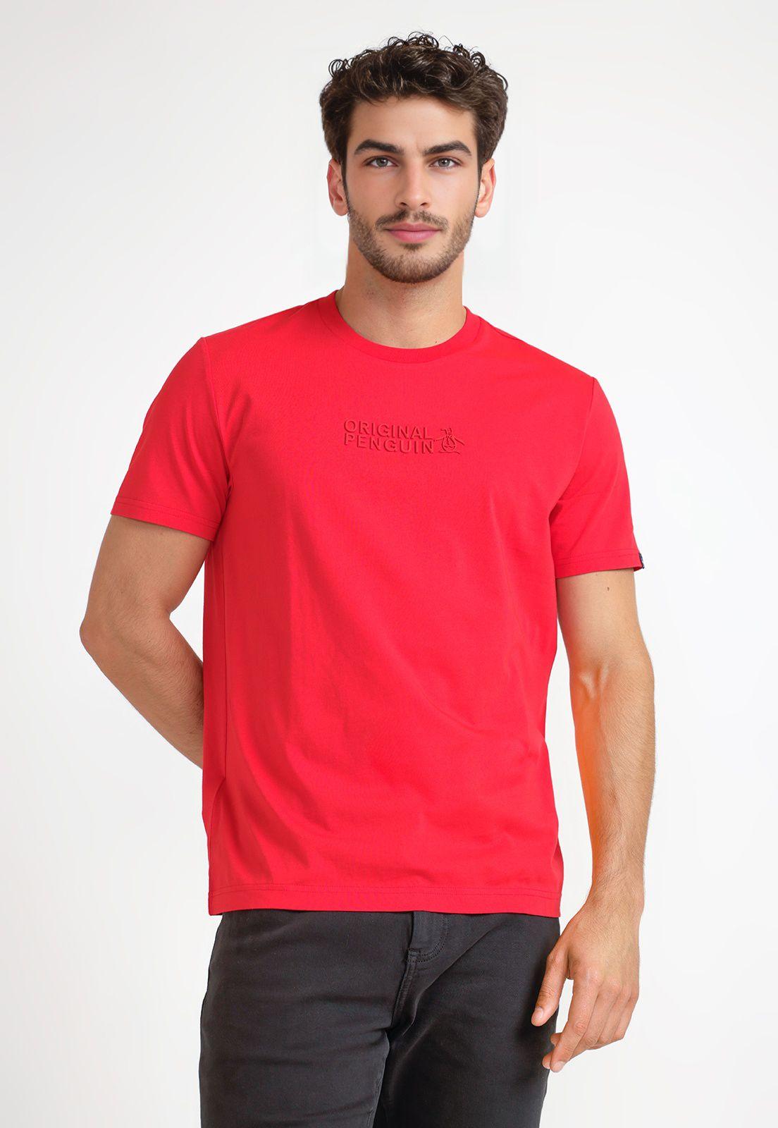 Polera Hombre Cuello Redondo Rojo-0