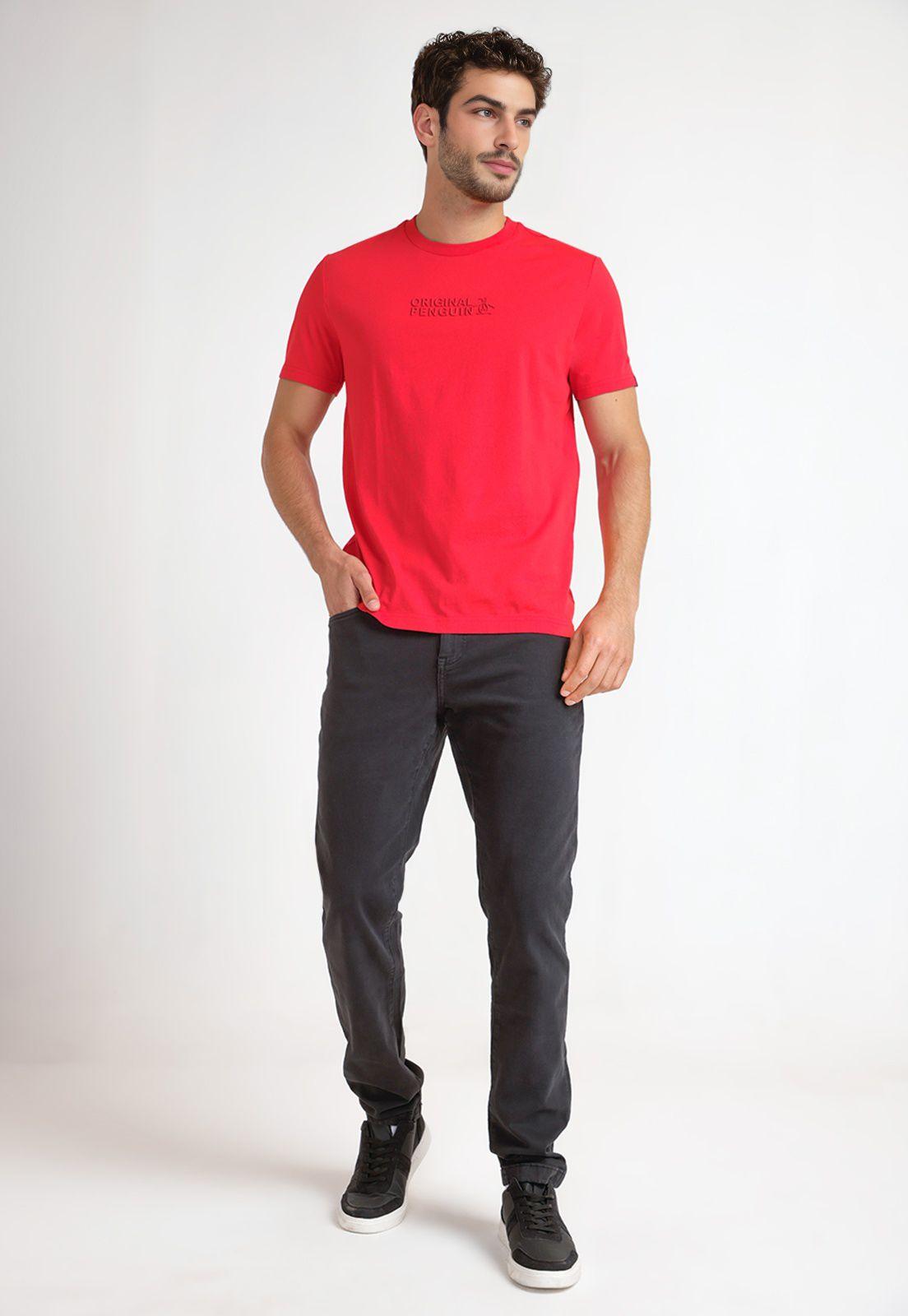 Polera Hombre Cuello Redondo Rojo-3