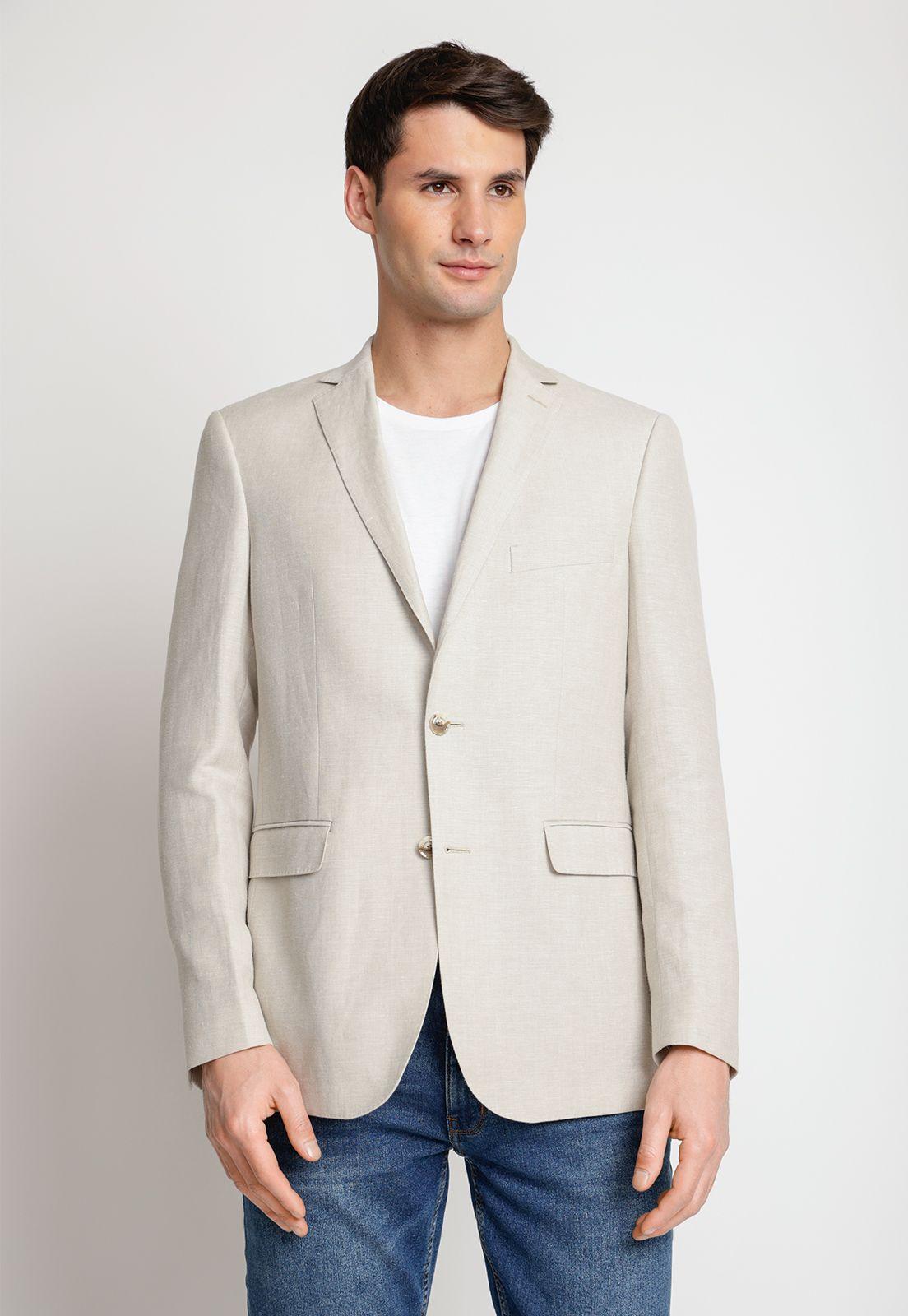 Chaqueta Hombre Casual Lino Natural-0