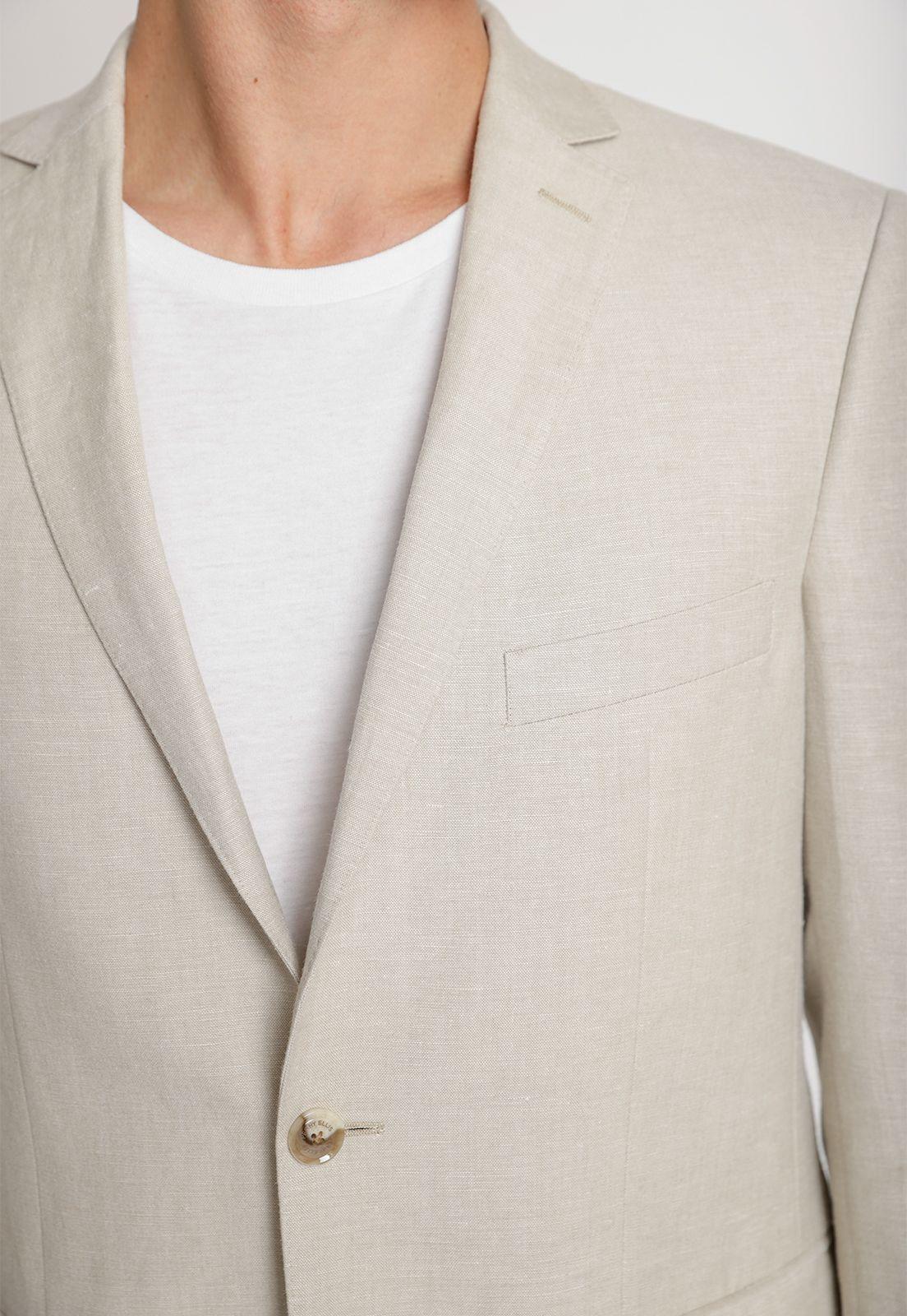 Chaqueta Hombre Casual Lino Natural-2