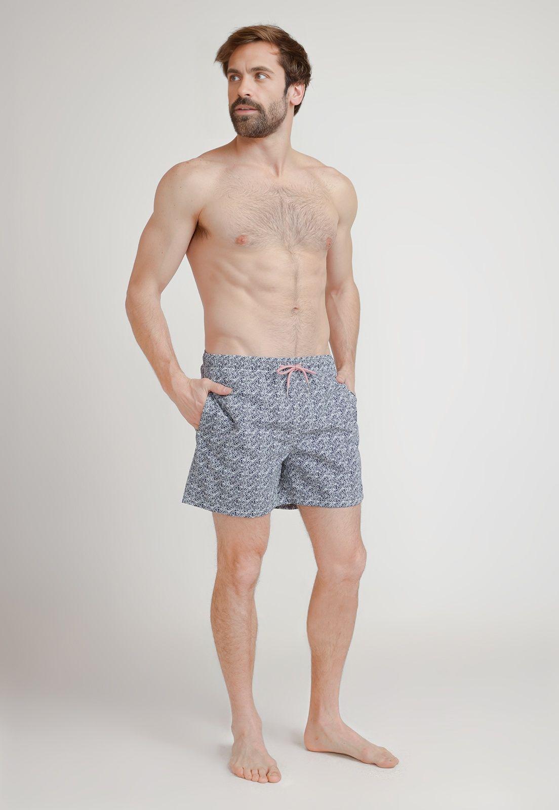 Traje De Baño Hombre Poliéster Estampado Slim Juma Azul Marino-3