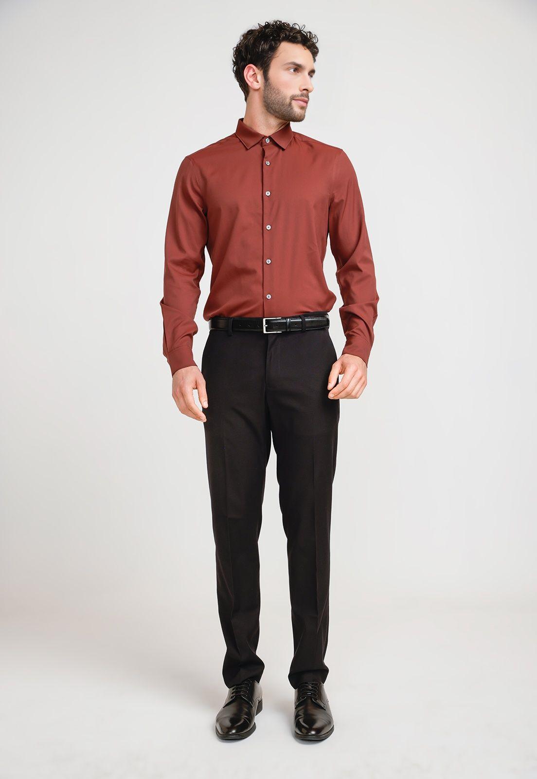 Camisa Hombre Total Stretch Ladrillo-3