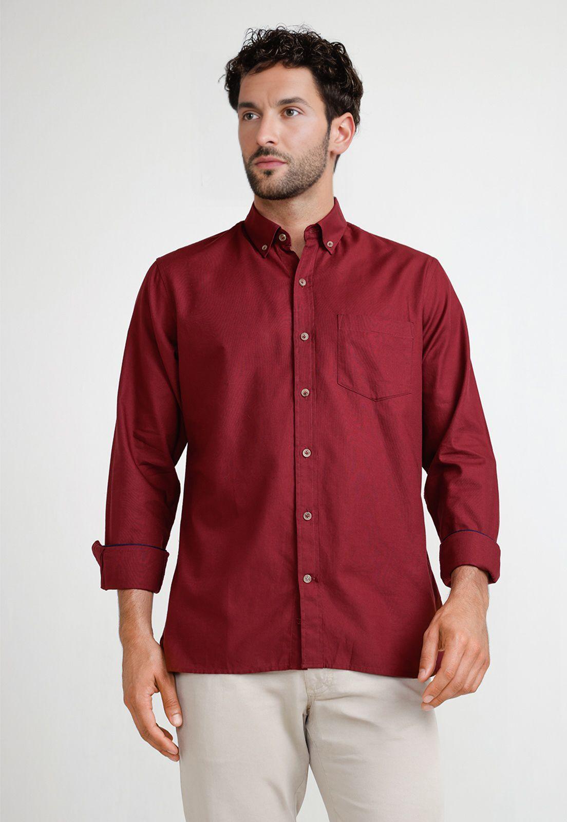 Camisa Oxford Hombre Blake Burdeo-0