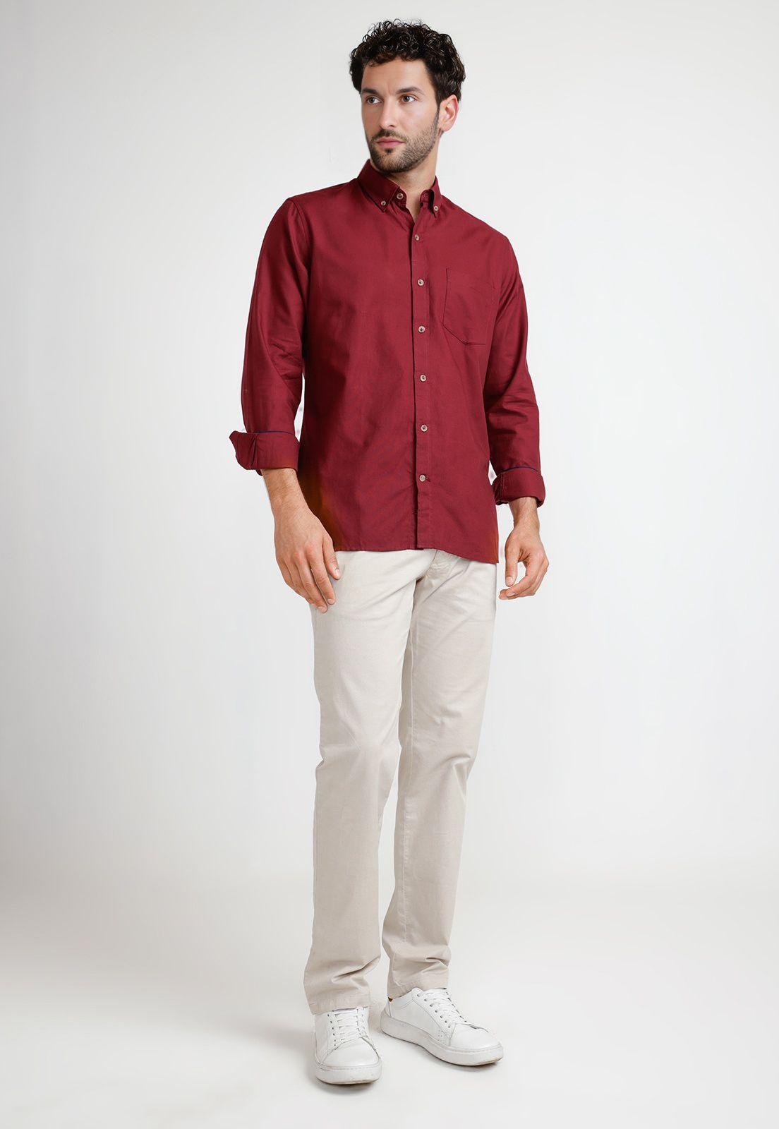 Camisa Oxford Hombre Blake Burdeo-3