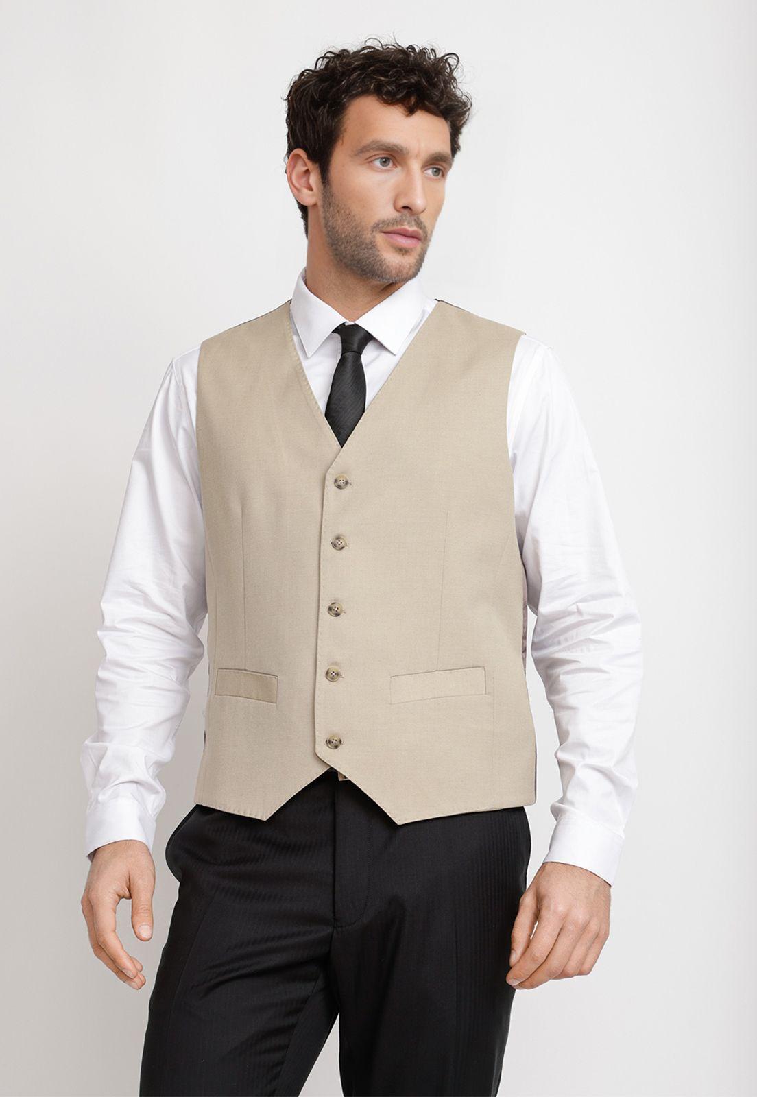 Gilet Hombre Formal Graduación Beige-0