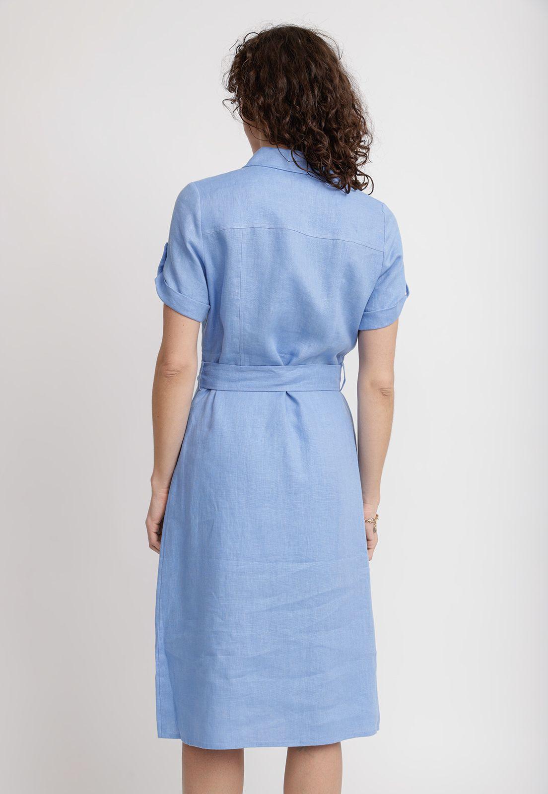 Vestido Mujer Sevilla Lino Celeste-1