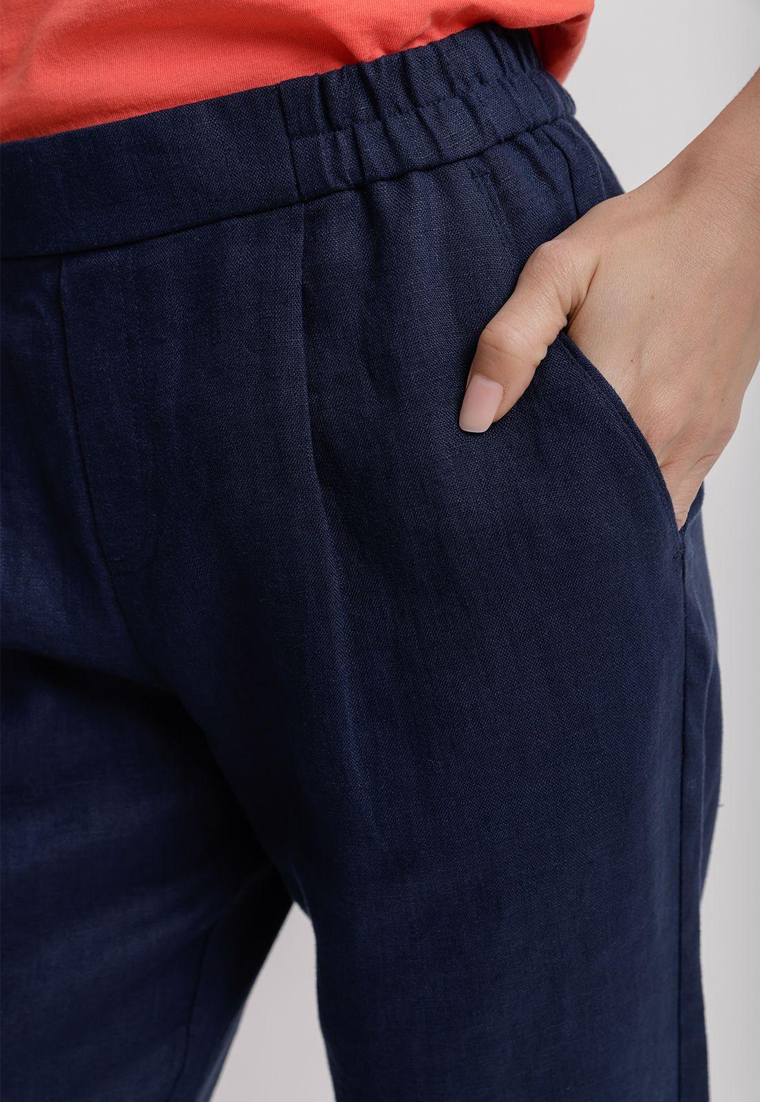 Pantalón Mujer Clara Lino Navy-2