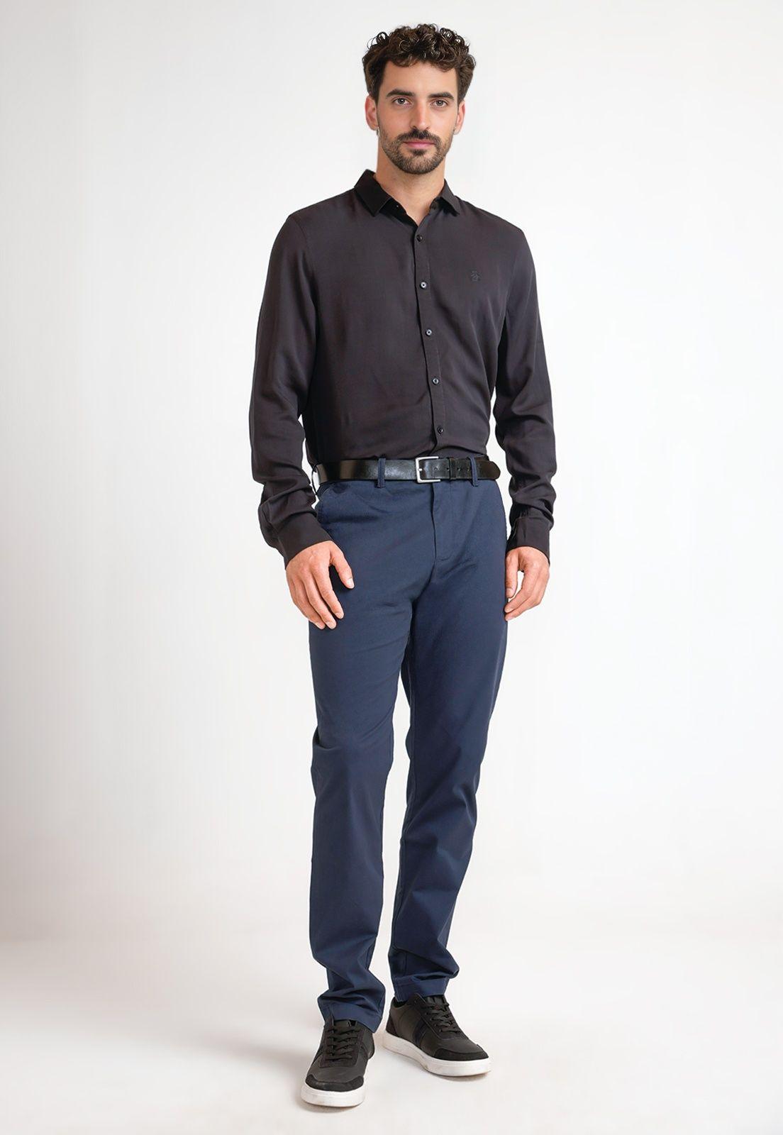 Camisa Hombre Manga Larga Negro-3