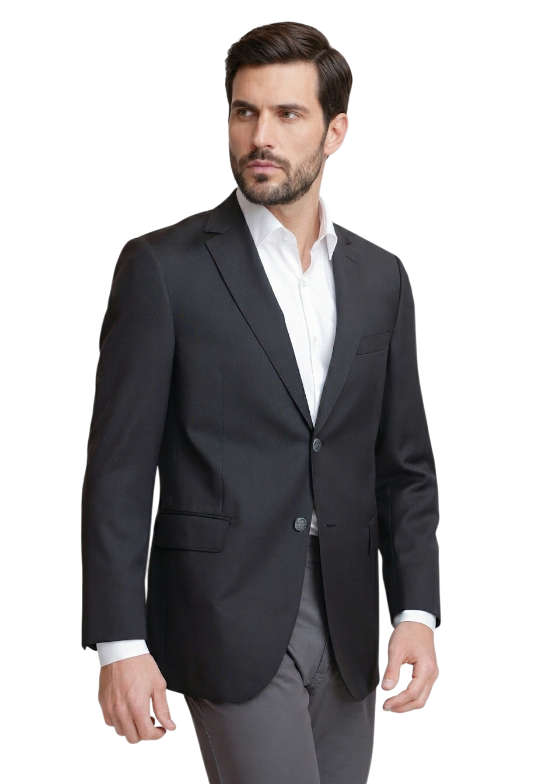 Chaqueta Formal Hombre Lana S100'S Liso Slim Mix&Color Negro-4