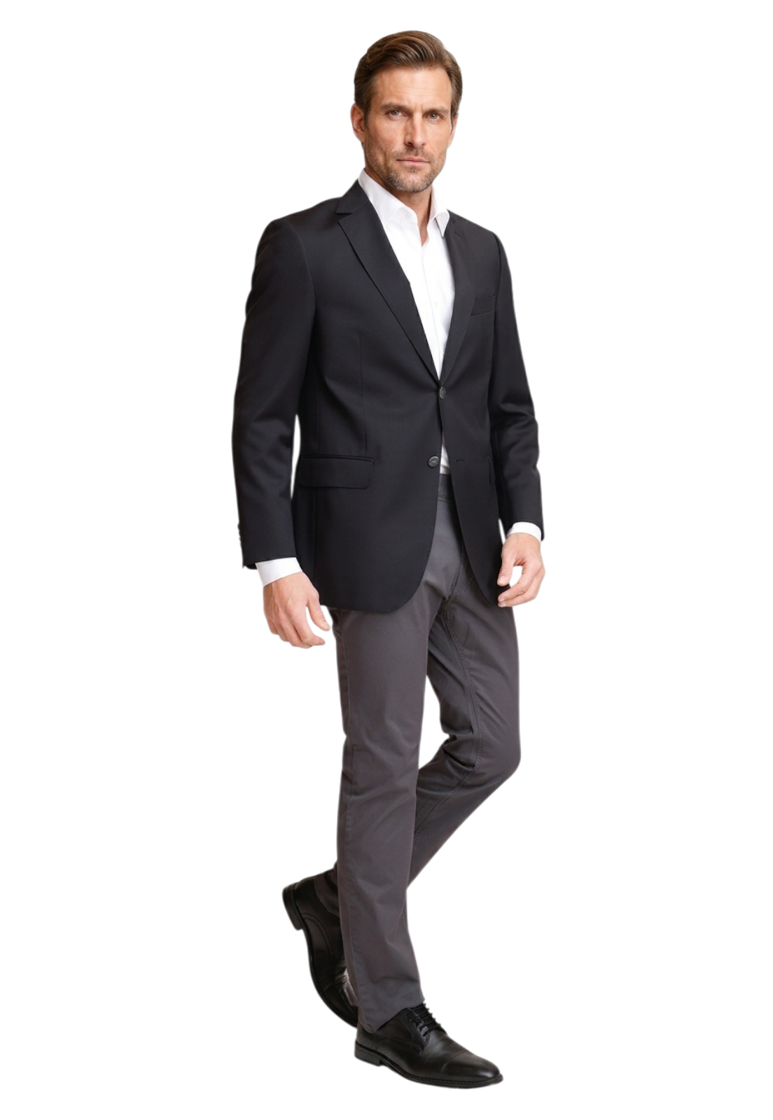 Chaqueta Formal Hombre Lana S100'S Liso Slim Mix&Color Negro-7