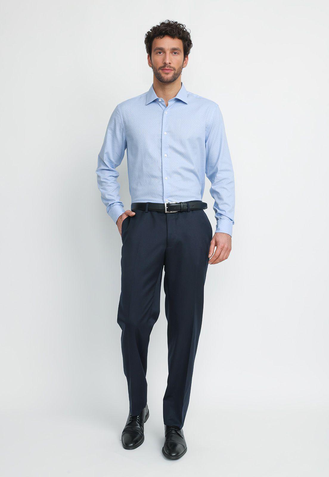 Camisa Hombre Formal Algodón Dynamic Celeste-3