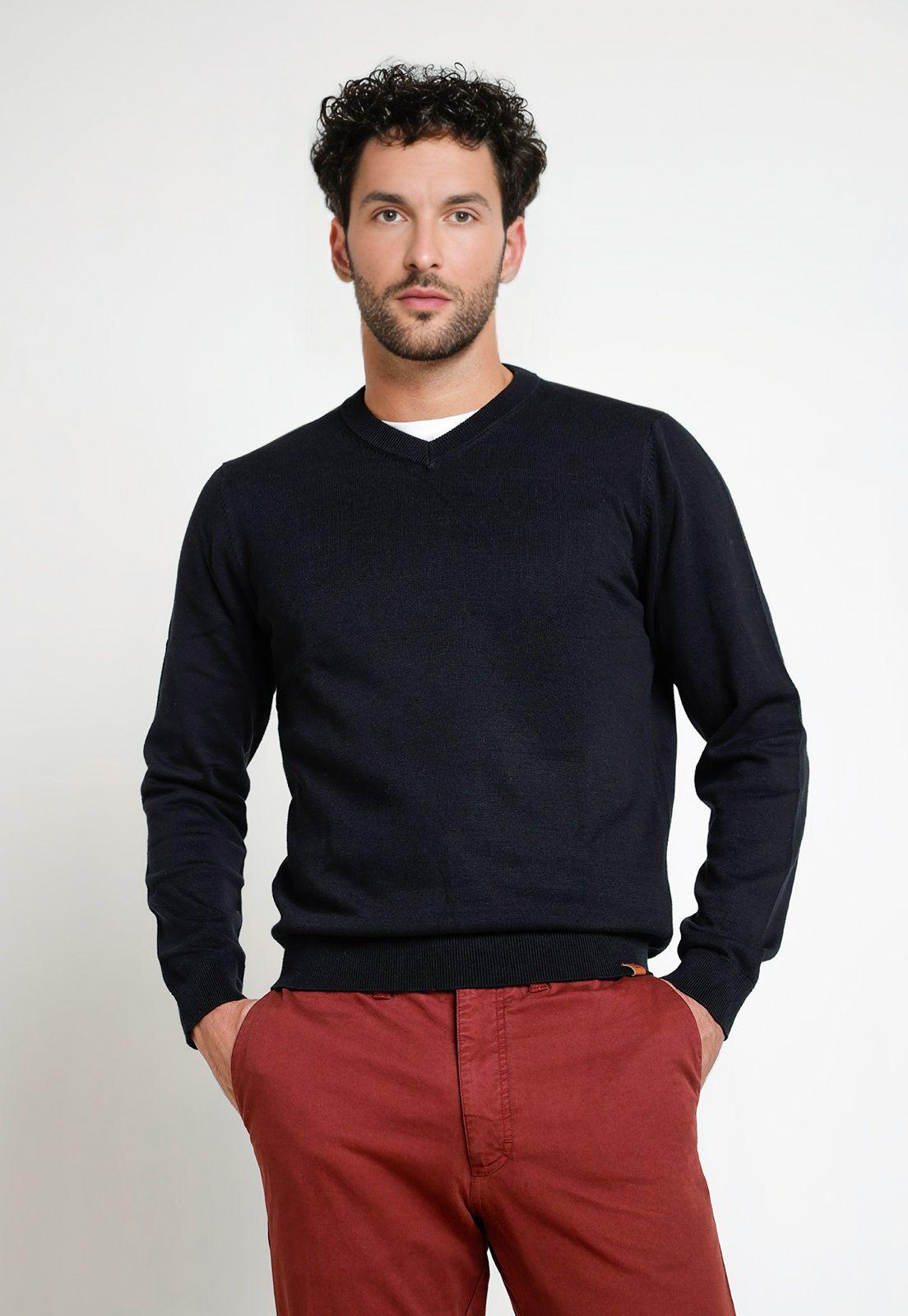 Sweater Hombre Cuello V Parrot Negro-0