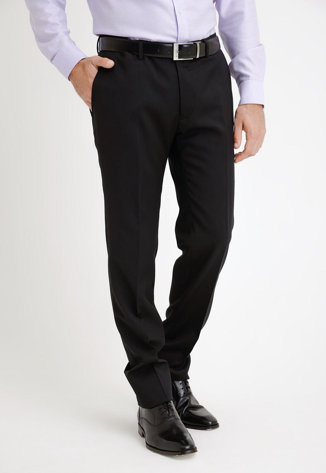 Pantalón Formal Hombre Lana S100'S Liso Slim Mix&Color Negro-0