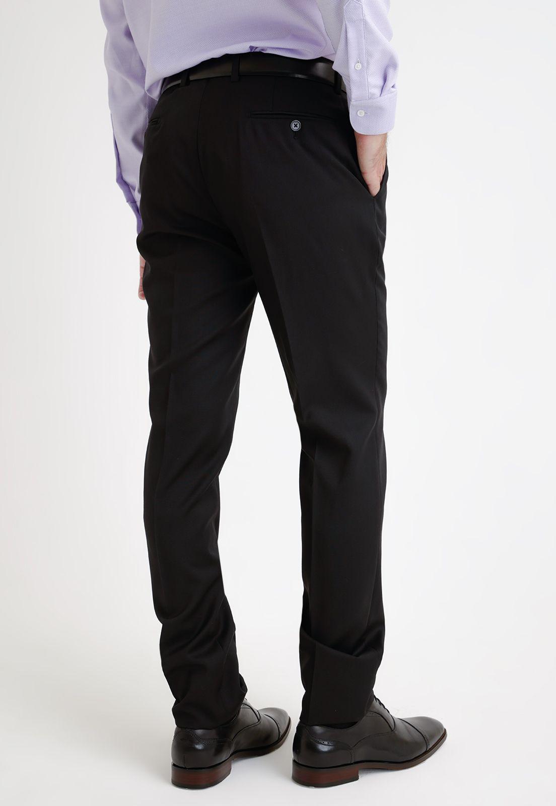 Pantalón Formal Hombre Lana S100'S Liso Slim Mix&Color Negro-1
