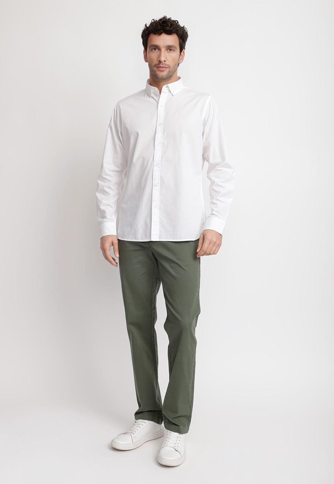 Camisa Lisa Algodón Basilio Blanco-3