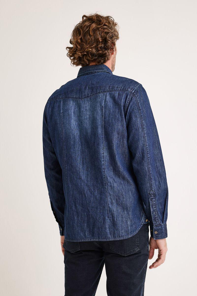 Camisa Manga Larga hombre Slim Fit Bane Algodón Azul-1