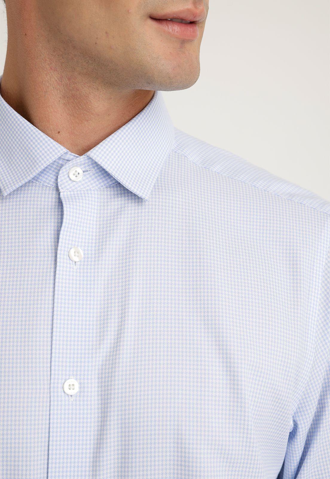 Camisa Hombre Formal Algodón Microdiseño Celeste-2