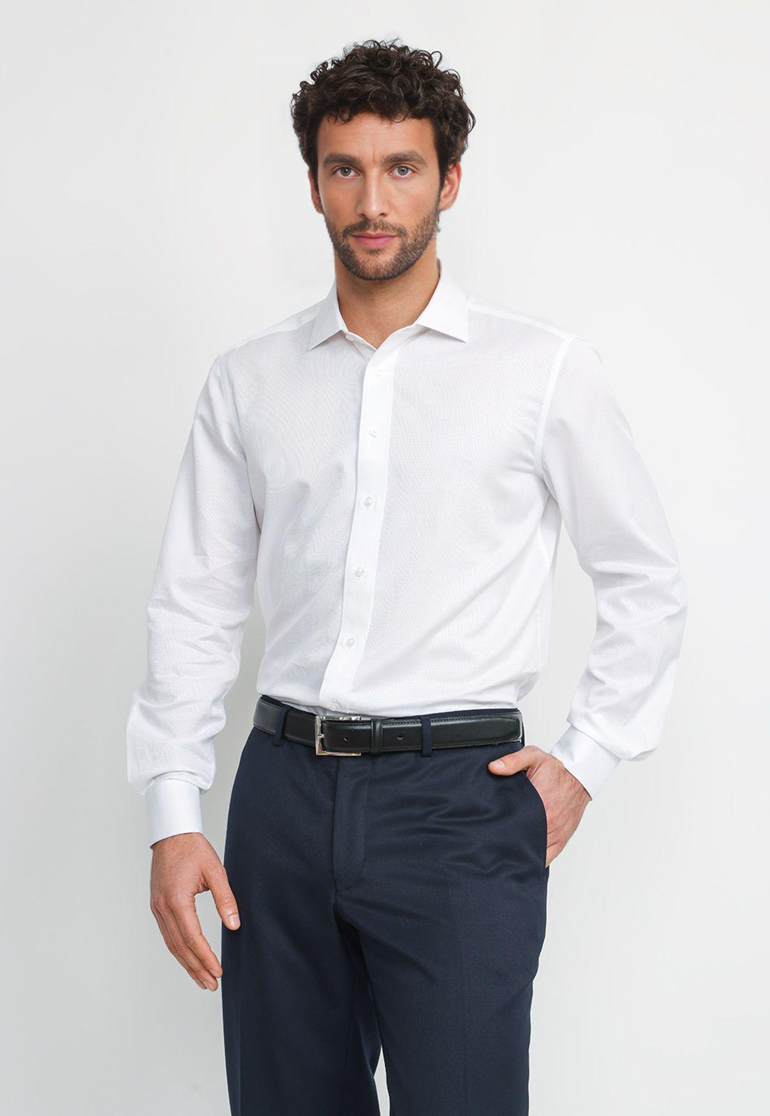 Camisa Hombre Formal Algodón Non Iron Blanco-0