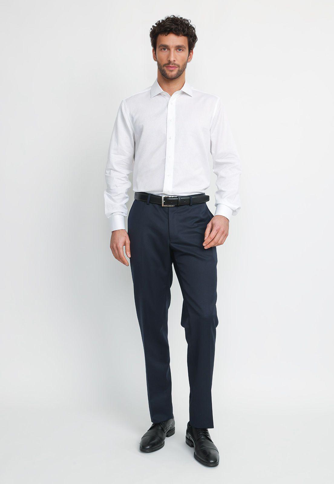 Camisa Hombre Formal Algodón Non Iron Blanco-3