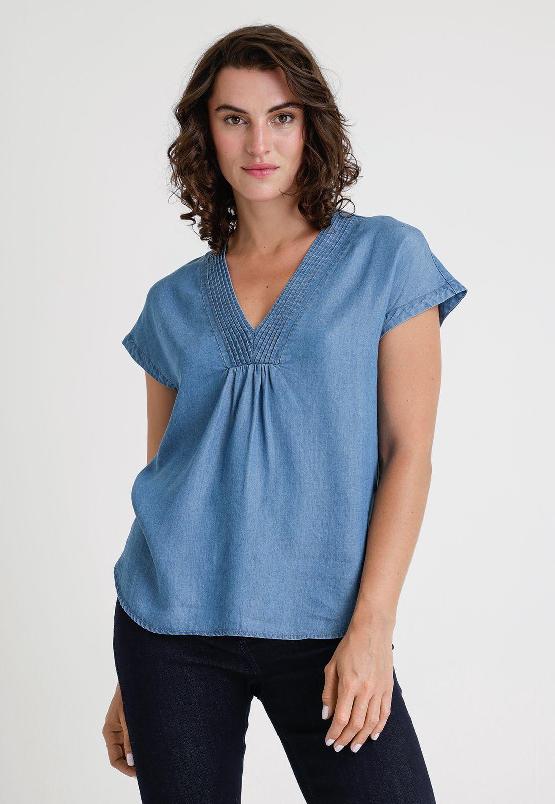 Blusa De Mujer Modelo Anse Color Celeste-0