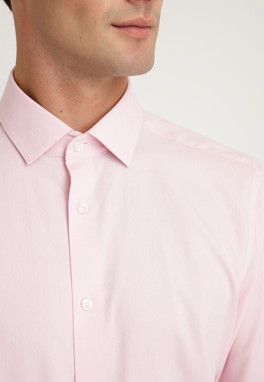 Camisa Hombre Formal Algodón Dobby Rosado-2