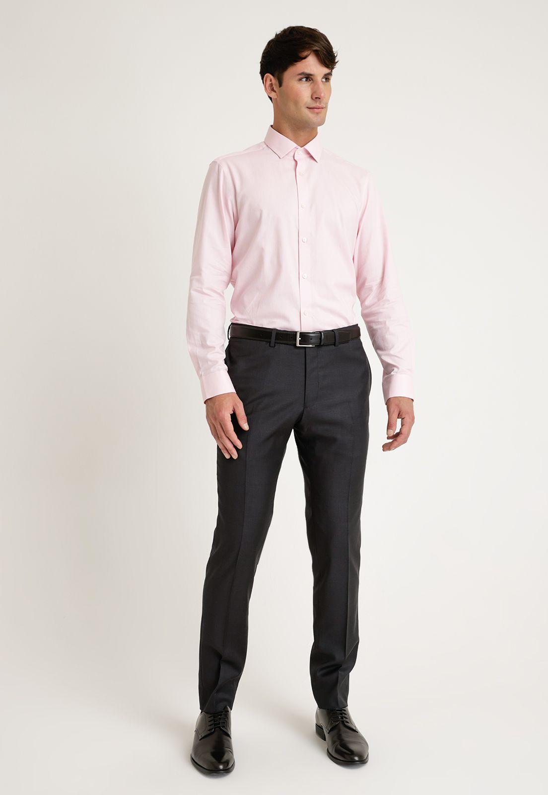 Camisa Hombre Formal Algodón Dobby Rosado-3