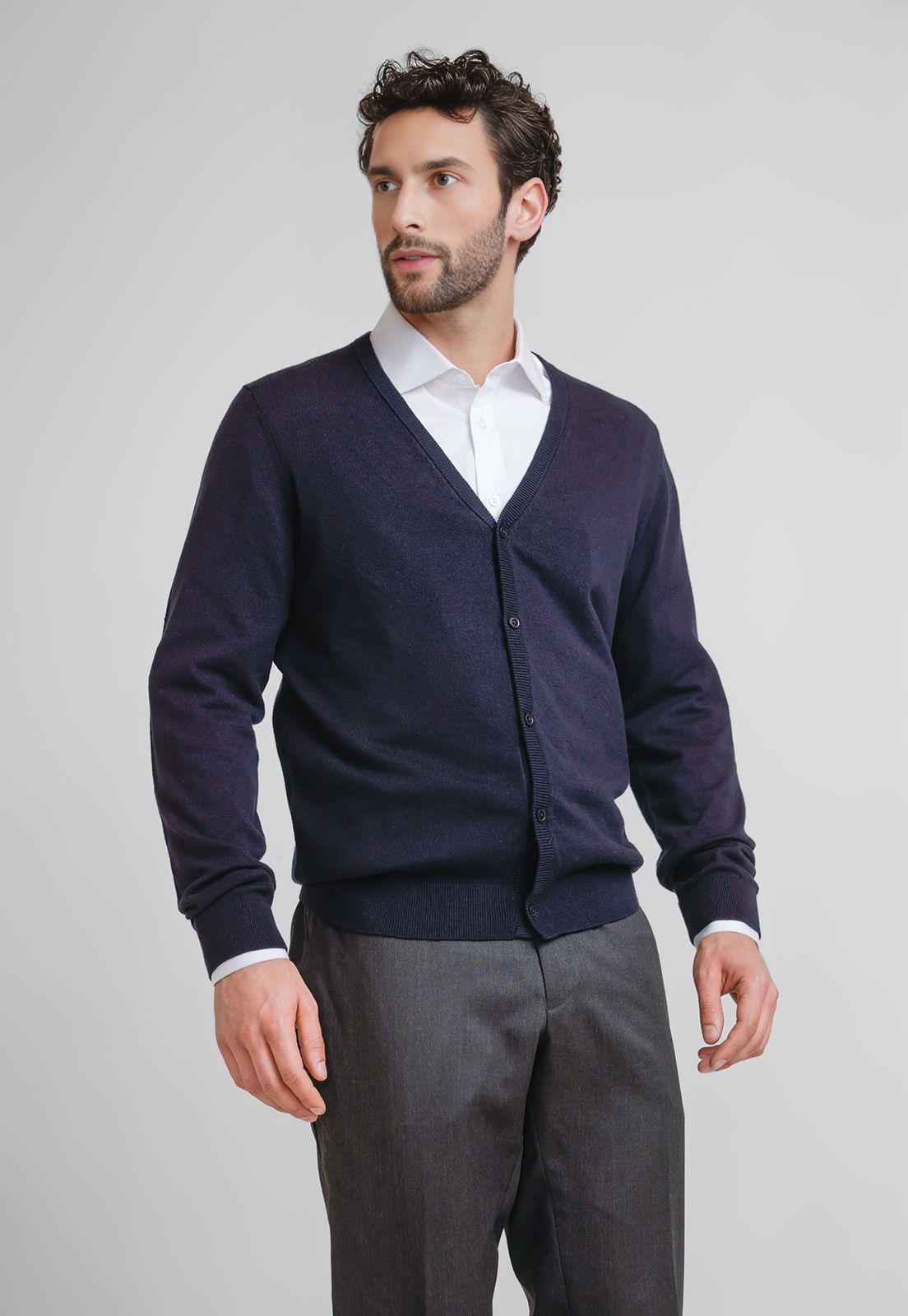 Tejido Hombre Formal Cardigan Azul Marino-0