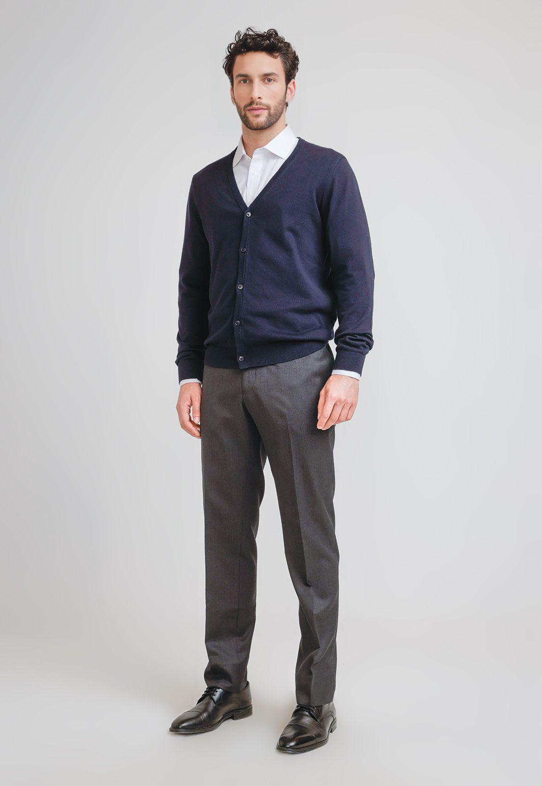 Tejido Hombre Formal Cardigan Azul Marino-3