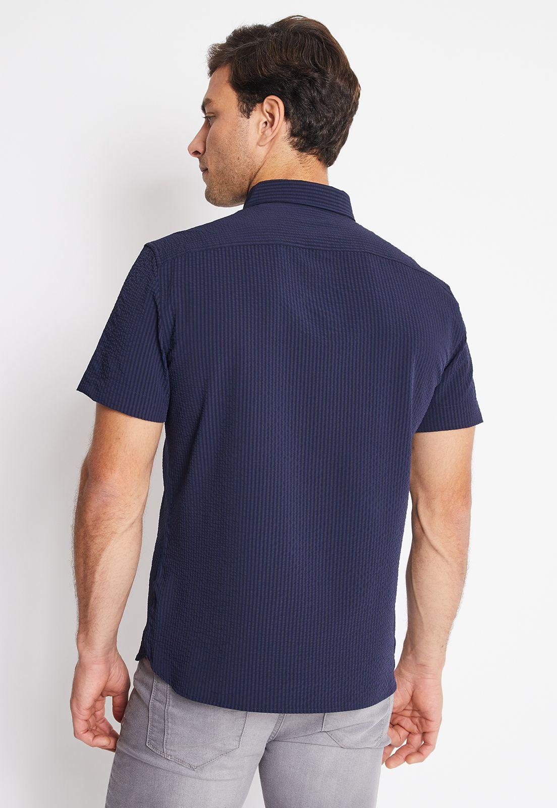 Camisa Hombre Manga Corta Stretch Navy-1