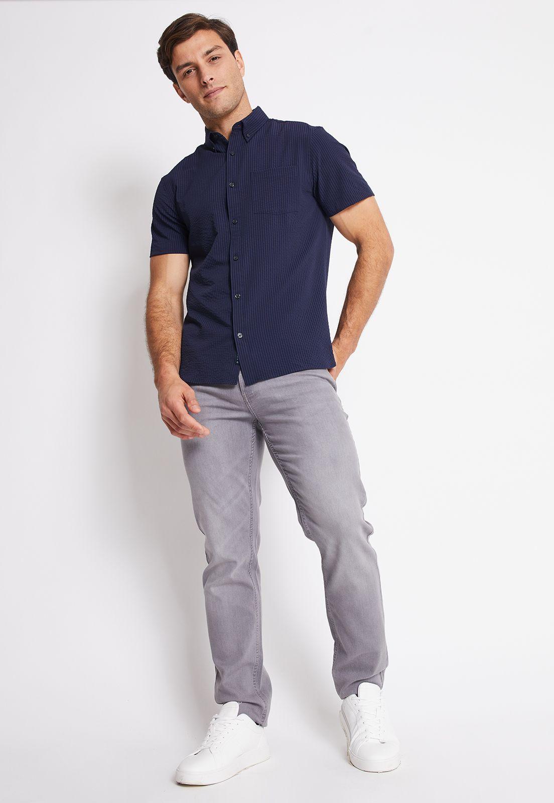 Camisa Hombre Manga Corta Stretch Navy-3