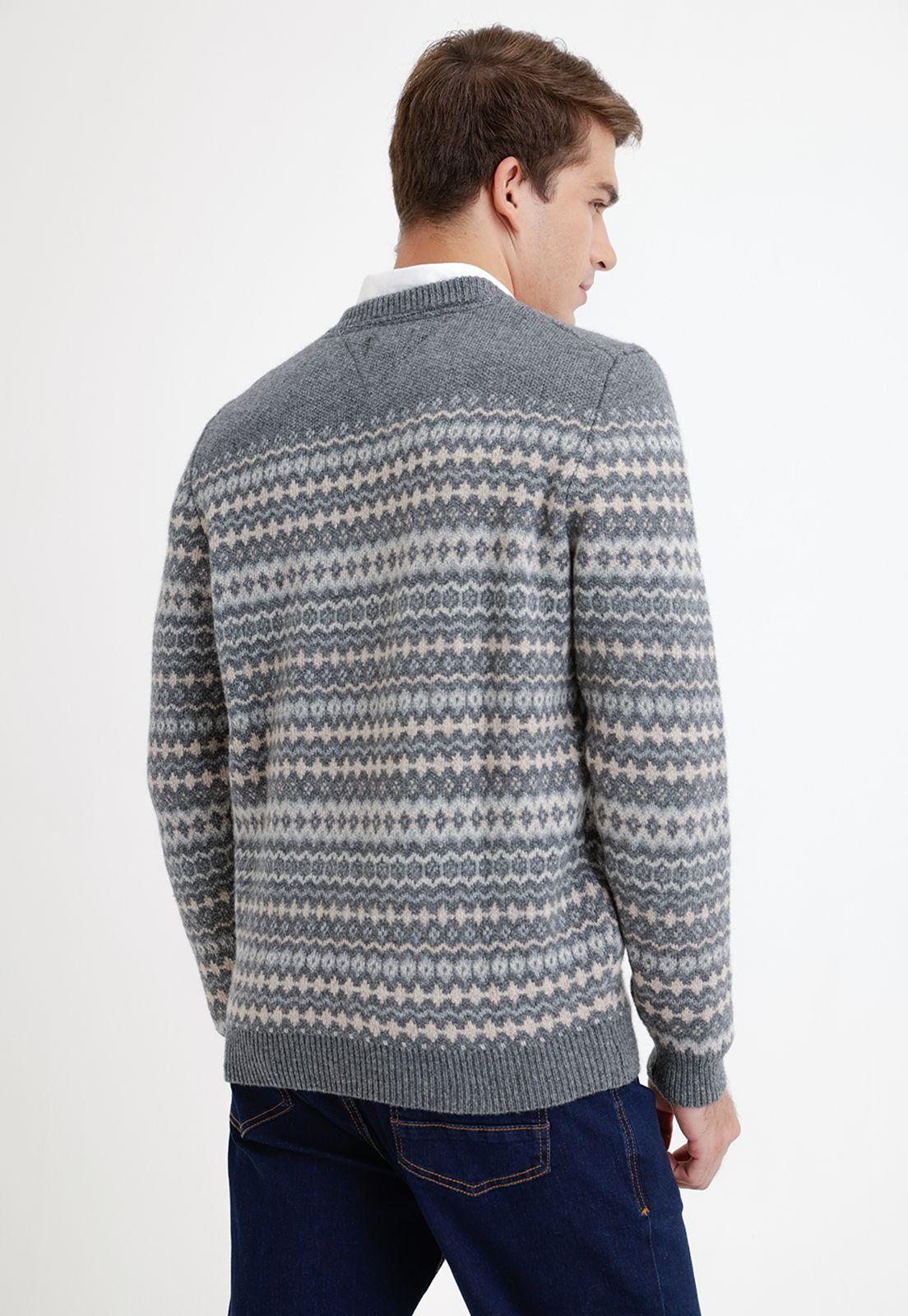 Sweater hombre cuello redondo tribal gris-1