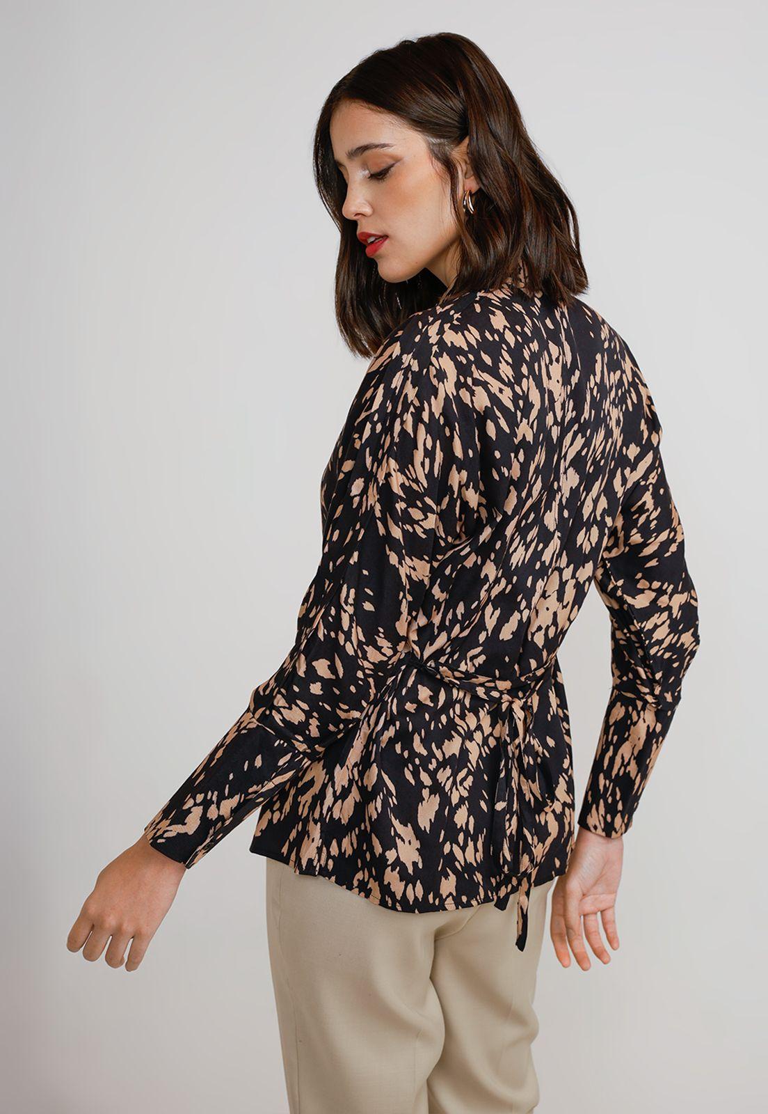 Blusa Mujer Viscosa Estampada Negro-1