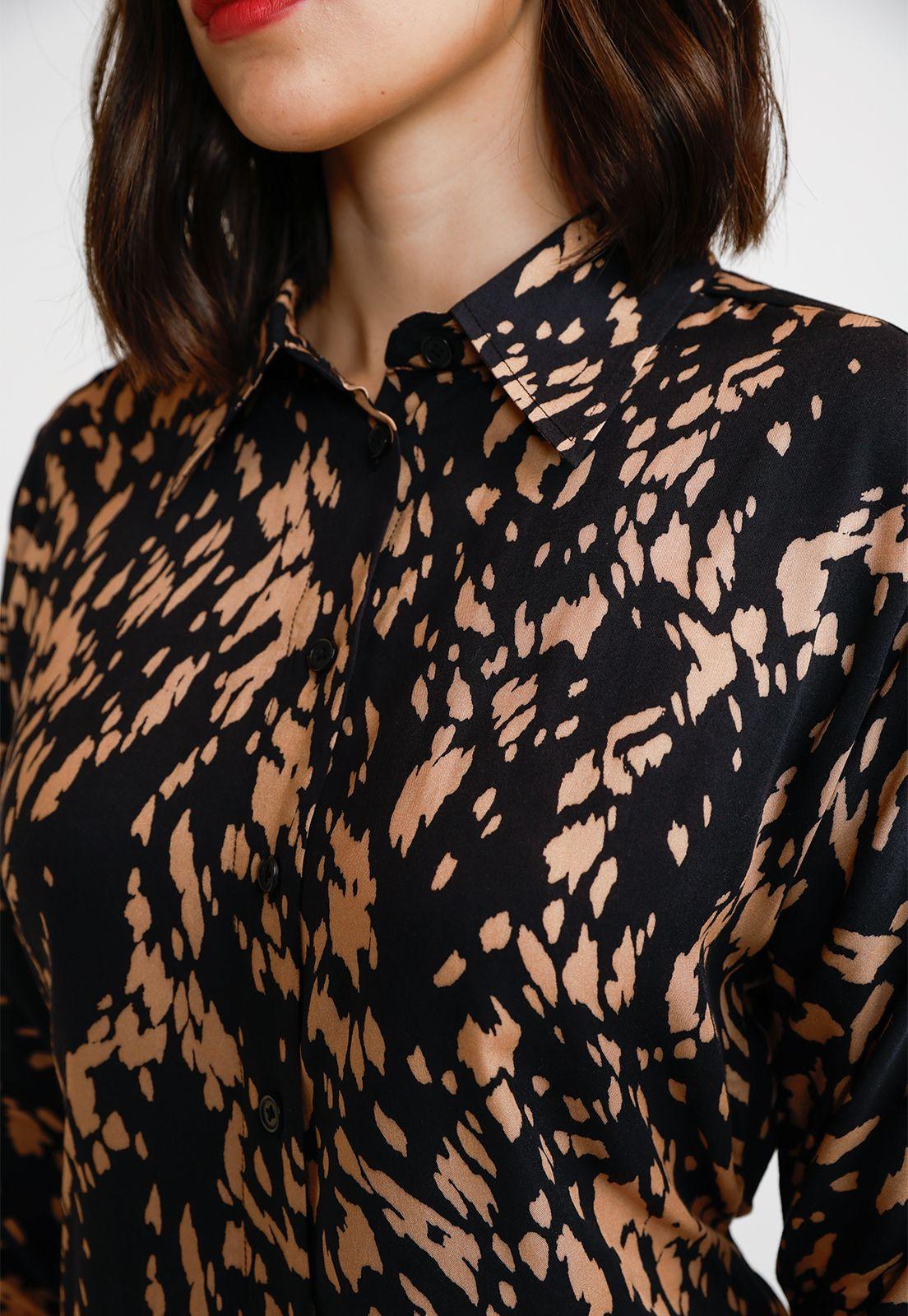 Blusa Mujer Viscosa Estampada Negro-2
