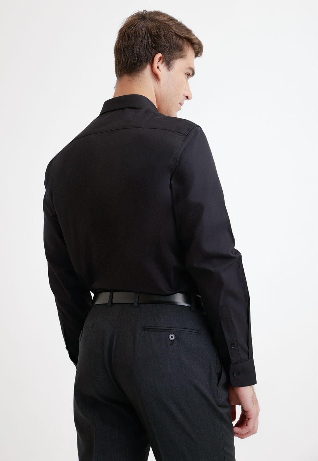 Camisa formal hombre liso negro-1
