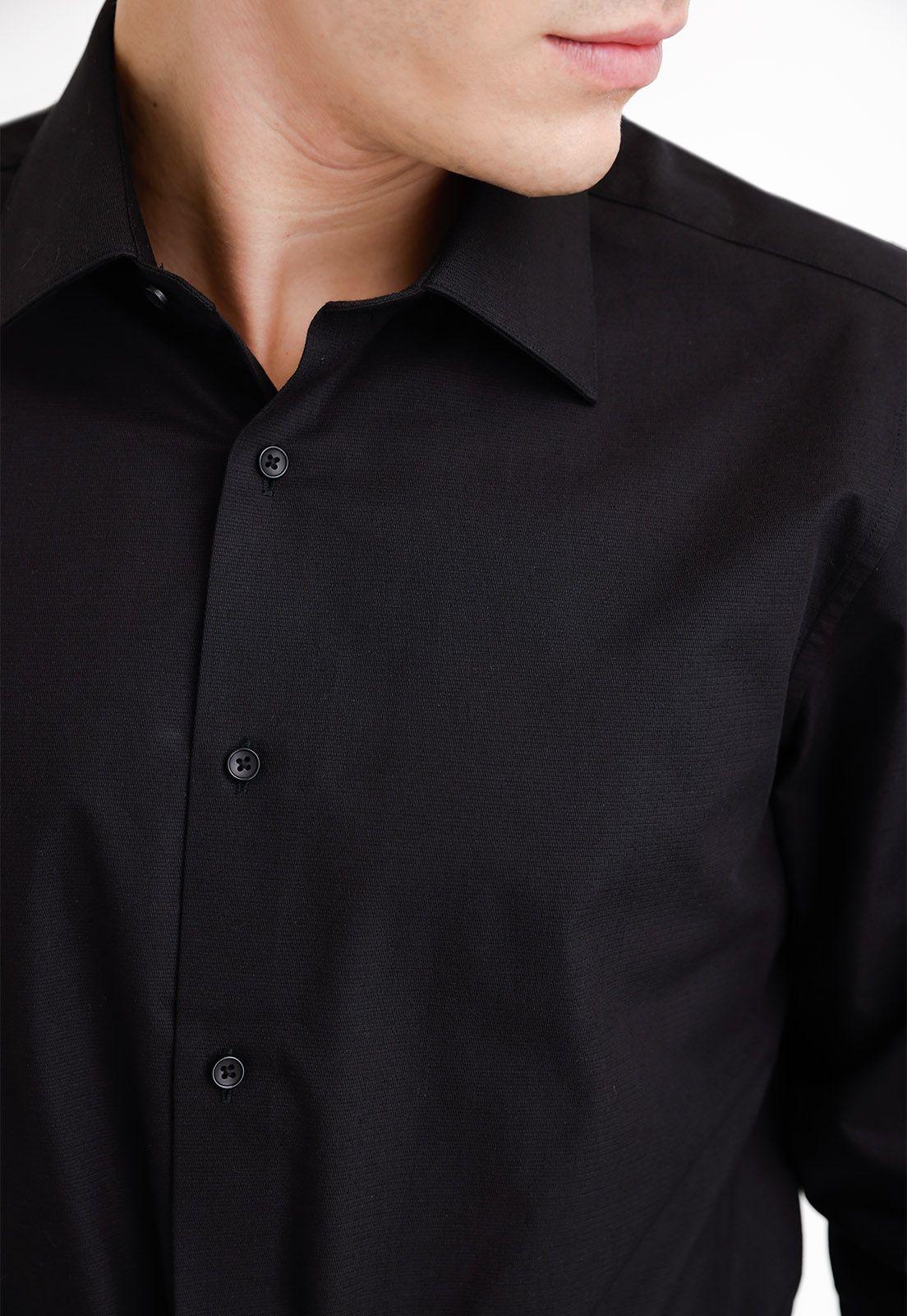Camisa formal hombre liso negro-2