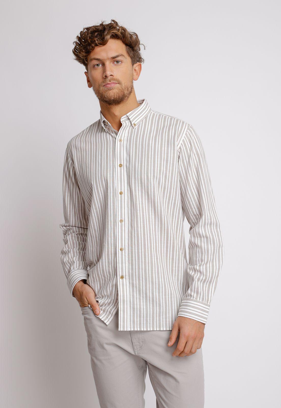 Camisa Manga Larga hombre Slim Fit Beta Algodón Crudo-0