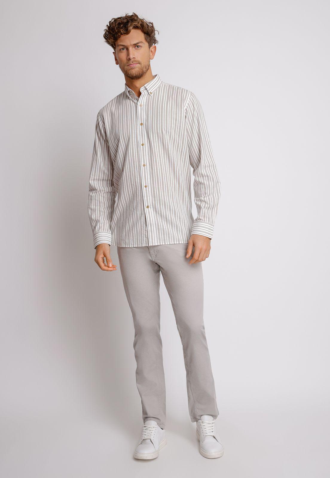 Camisa Manga Larga hombre Slim Fit Beta Algodón Crudo-3