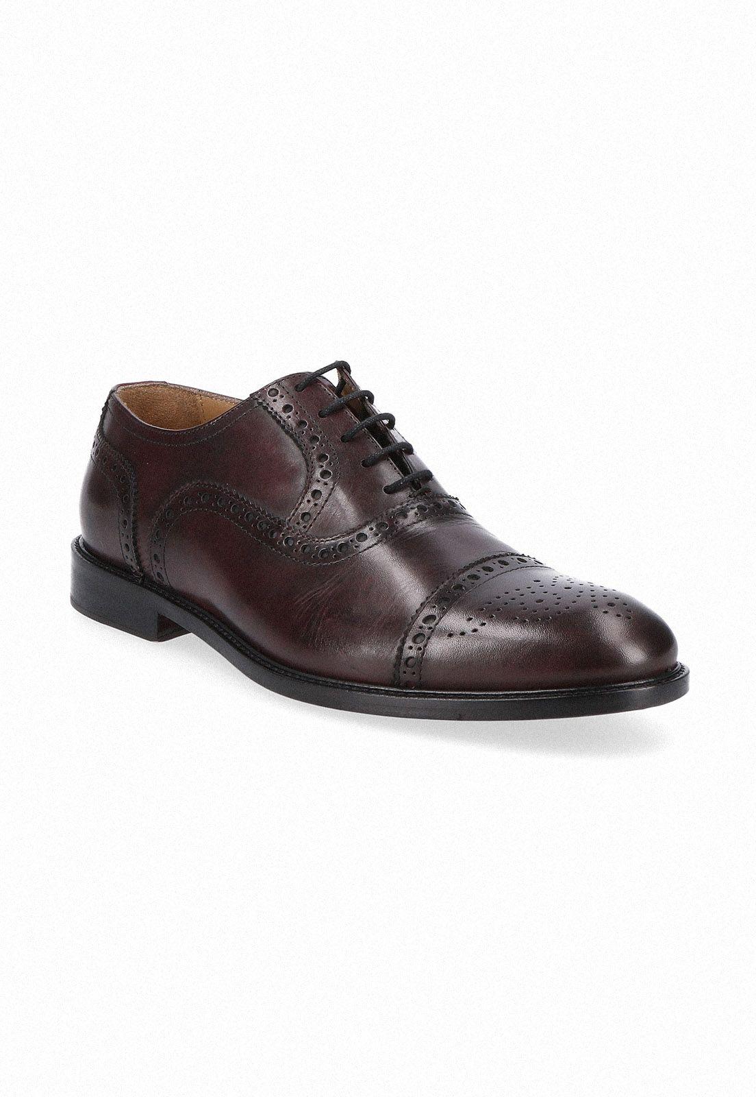 Zapatos Formal Italianos Voltago Cap Toe Bal Oxford Burdeo-0