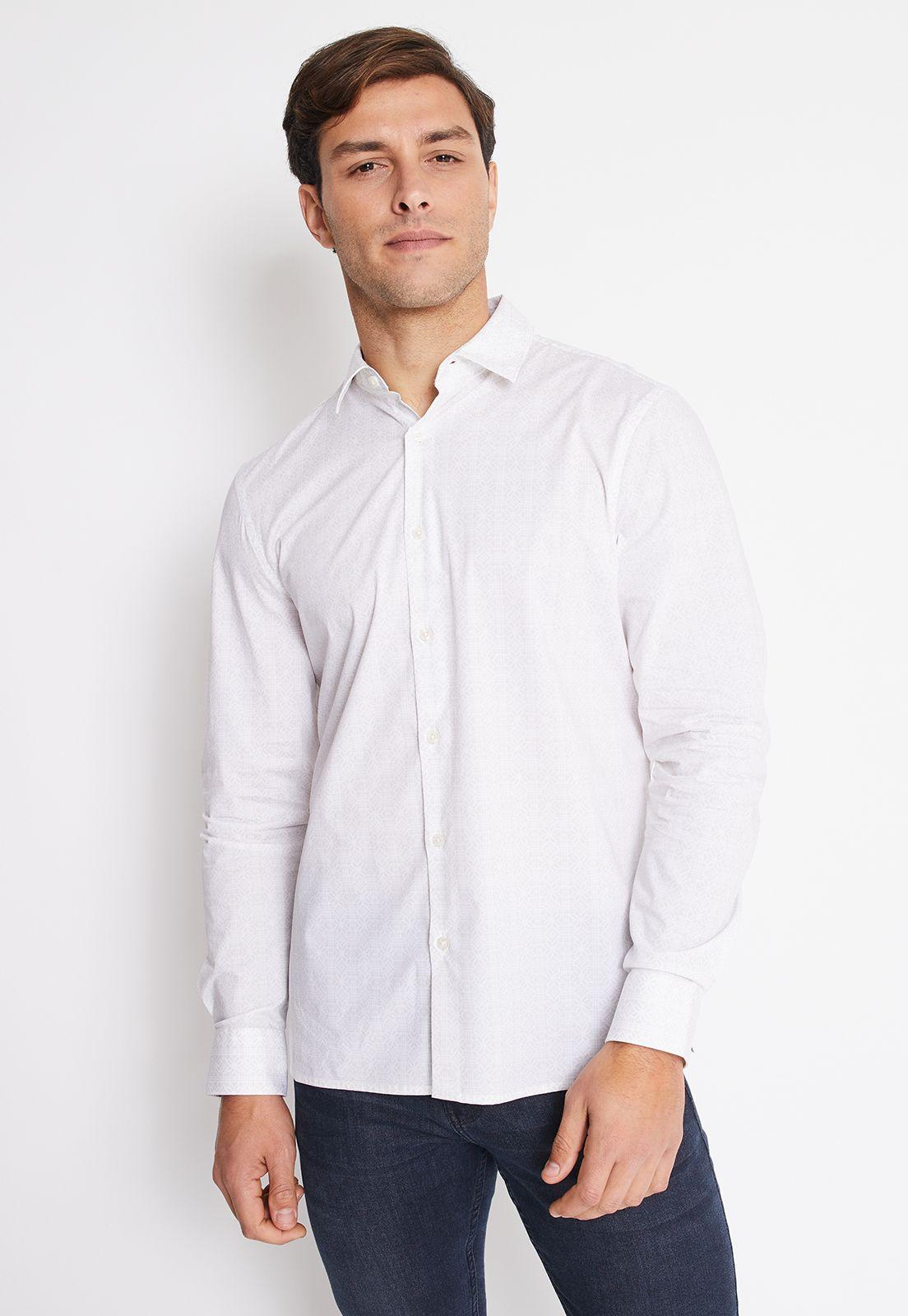 Camisa Hombre Manga Larga Stretch Estampada-0