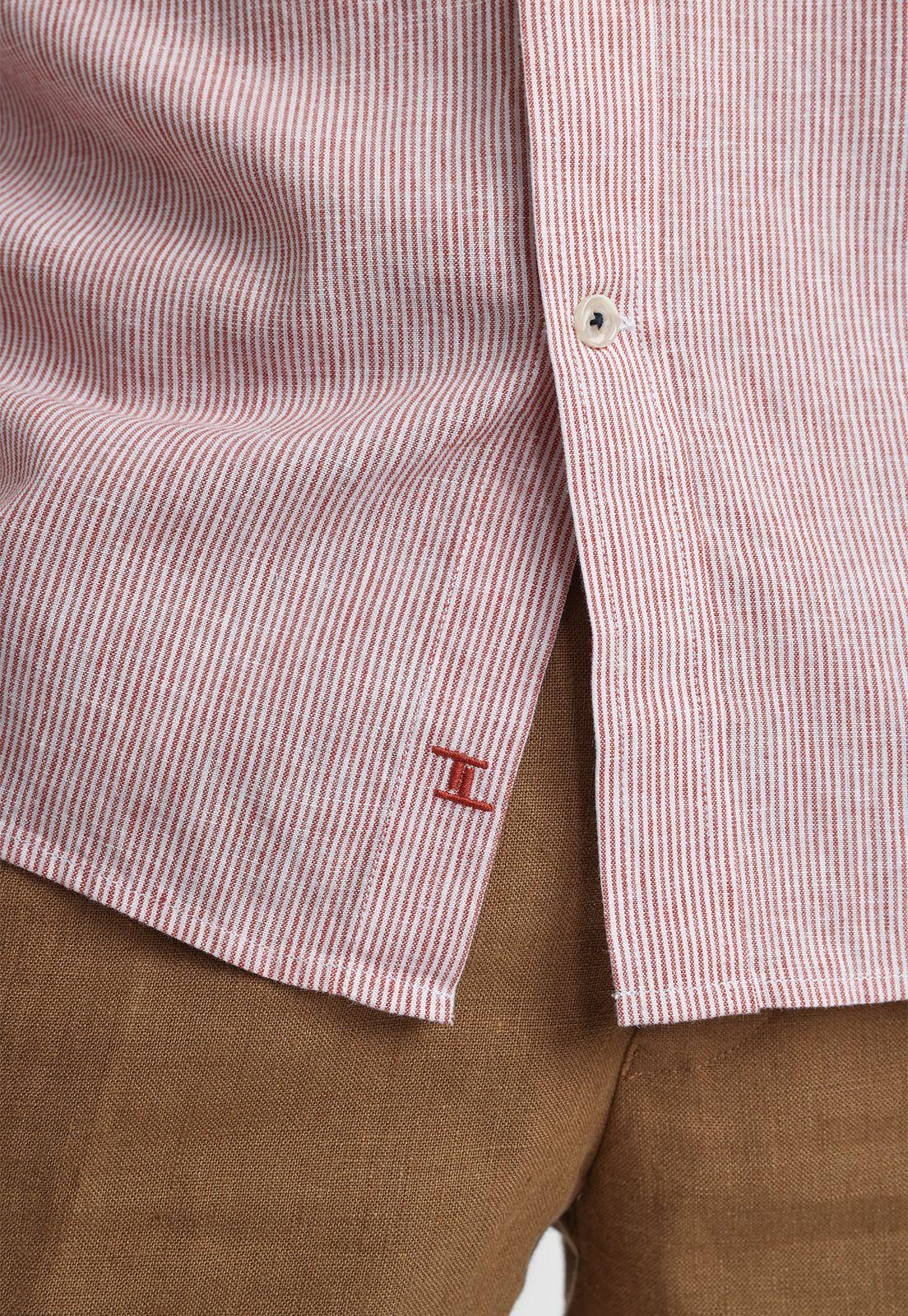 Camisa Rayada Lino Algodón Bruno Naranjo-2